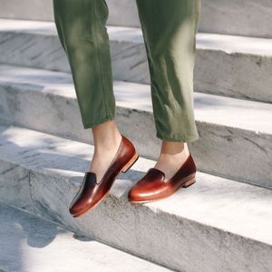Nisolo smoking shoe slipper loafer in brandy GUC